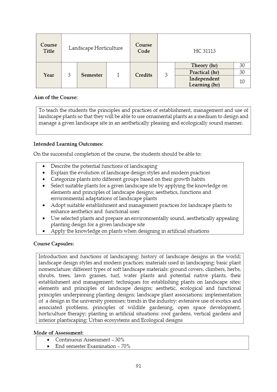 Faculty of Agriculture & Plantation Management –B.Sc. Agriculture ...