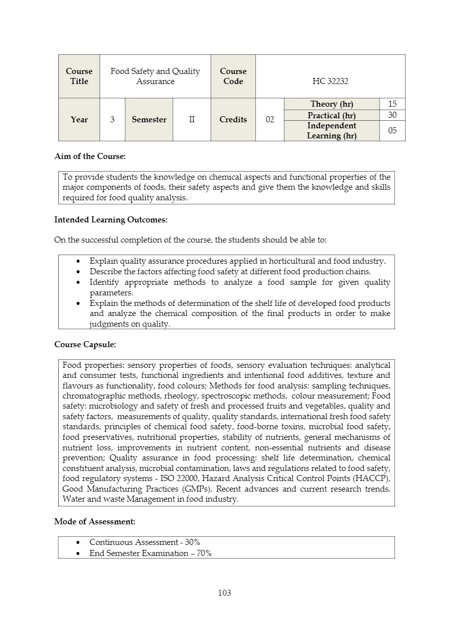 Faculty of Agriculture & Plantation Management –B.Sc. Agriculture ...